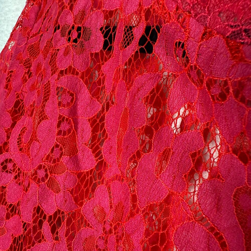 Vanessa Virginia Anthropologie Elysian Floral Lace Short Sleeve Top Small Red - Picture 6 of 8